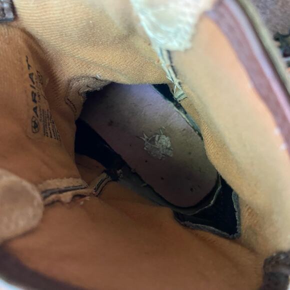 Ariat Fatbaby Brown Suede Embossed Ostrich Cowboy Boots Size 6B - Picture 13 of 15